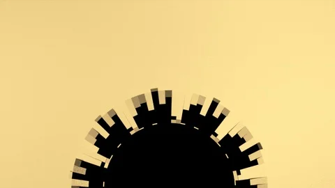 Circular unfolding gold elements - to the lower center, + alpha (FULL HD) Video stock 95230102