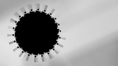 Circular unfolding metal elements - to the left side, + alpha (4K) Stock Footage 102038147