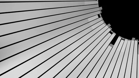 Circular unfolding metal stripes - to the upper right corner, + alpha (4K) Video stock 102038602