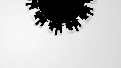 Circular unfolding white elements - to the upper center, + alpha (FULL HD) Video stock 95231583