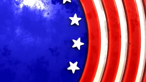 Circular  USA Flag rough paint 3D Animation Stock Footage 138938761