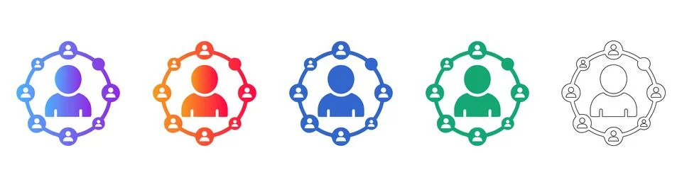 Circular User Network Connection Icons 스톡 일러스트