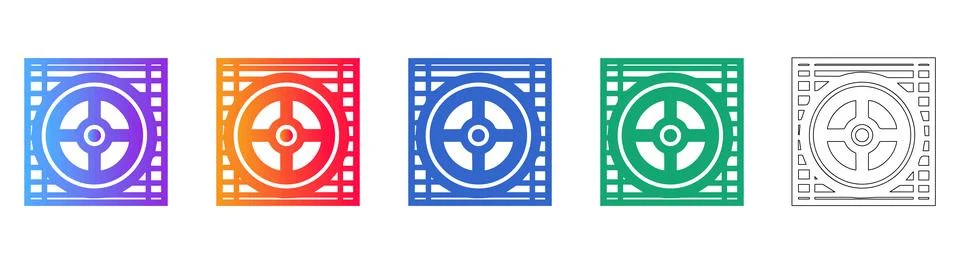 Circular Valve and Grille Vector Icon Set Ilustración de archivo
