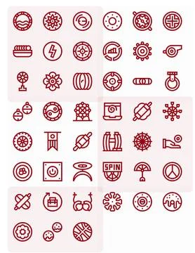 Circular Vector Icon Collection featuring 45 Editable High Resolution Bold .. Stock Illustration