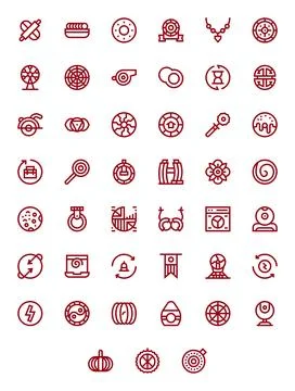Circular Vector Icon Set with 45 Bold Line 128x128 Detail Enhanced Graphics イラスト素材