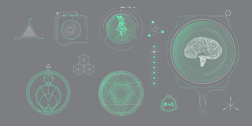 Circular vector infographic elements for sci-fi interface. Illustrazione stock