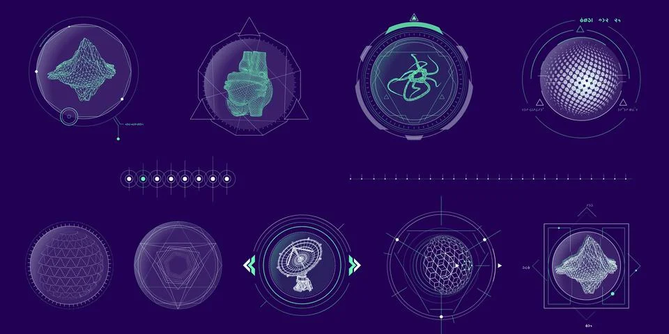 Circular vector infographic elements for sci-fi interface. Stock Illustration