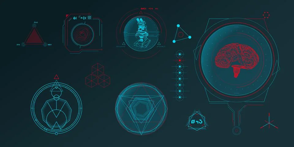 Circular vector infographic elements for sci-fi interface. Stock Illustration