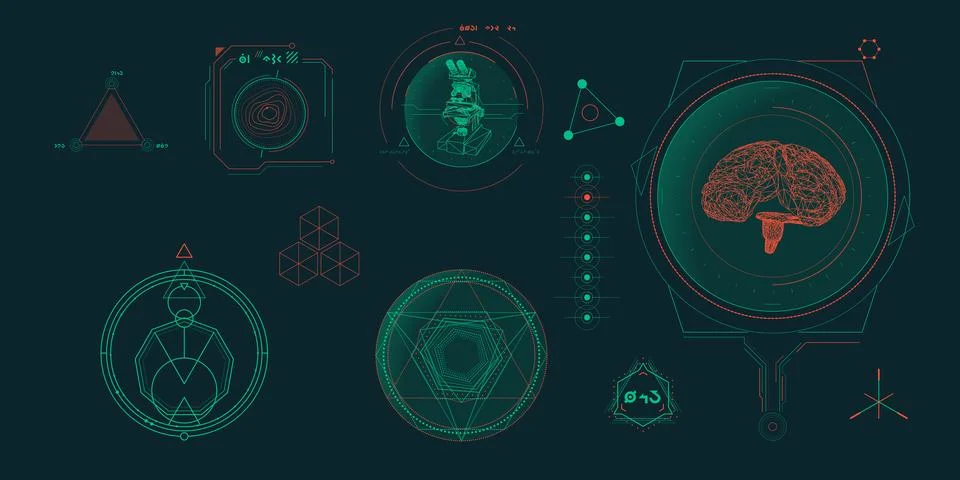 Circular vector infographic elements for sci-fi interface. Stock Illustration