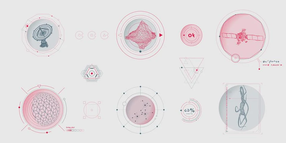 Circular vector infographic elements for sci-fi interface. 스톡 일러스트