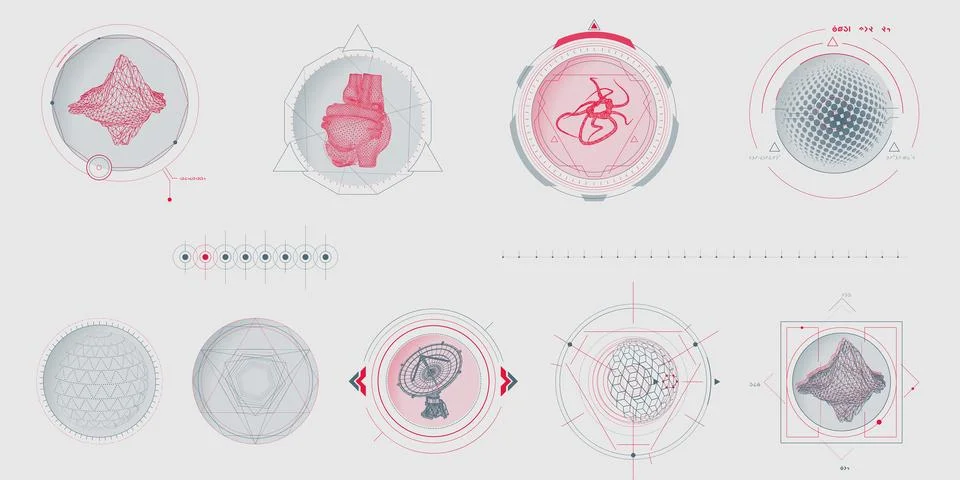 Circular vector infographic elements for sci-fi interface. Stockillustratie