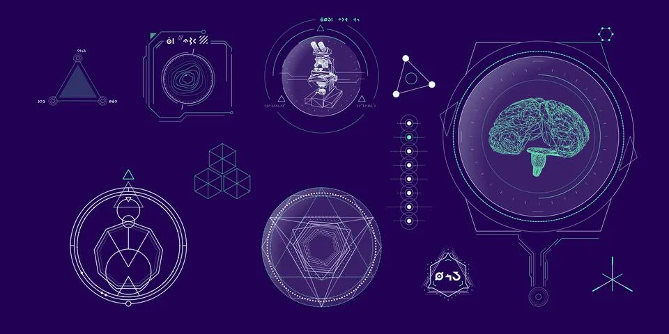 Circular vector infographic elements for sci-fi interface. Illustrazione stock
