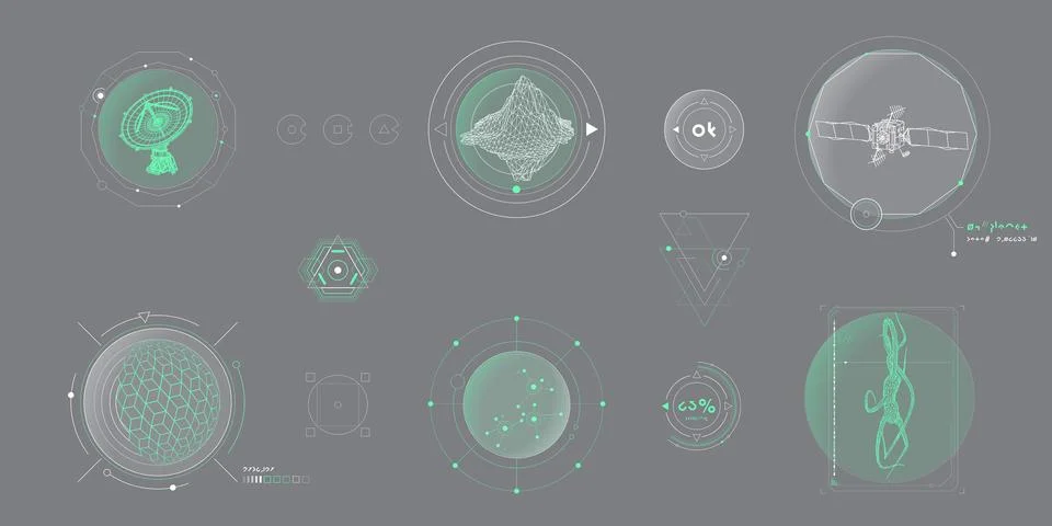 Circular vector infographic elements for sci-fi interface. 스톡 일러스트