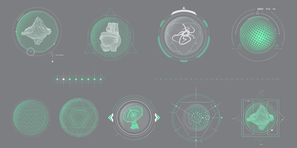 Circular vector infographic elements for sci-fi interface. Illustrazione stock