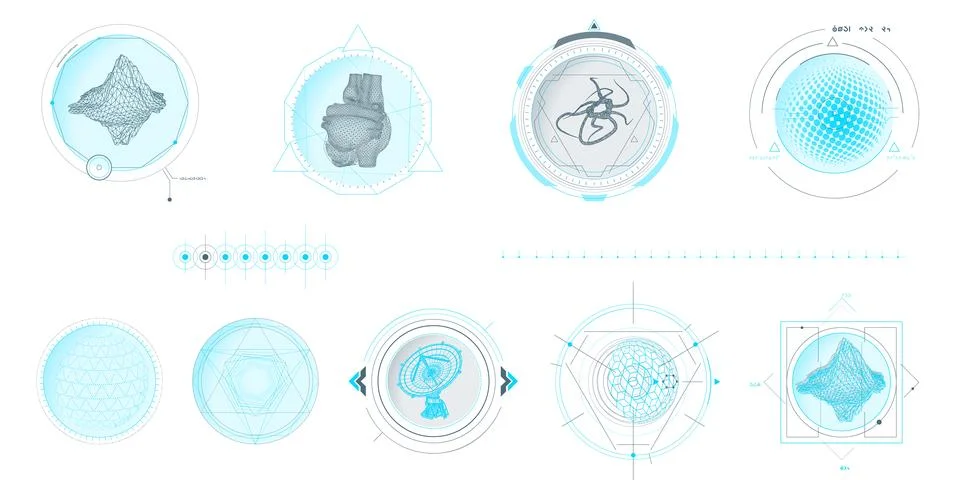 Circular vector infographic elements for sci-fi interface. Stock Illustration