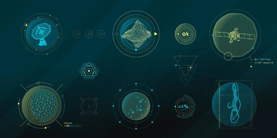 Circular vector infographic elements for sci-fi interface. Stock Illustration