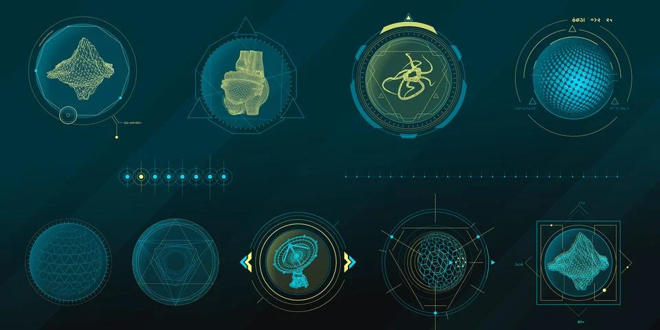 Circular vector infographic elements for sci-fi interface. Stock Illustration