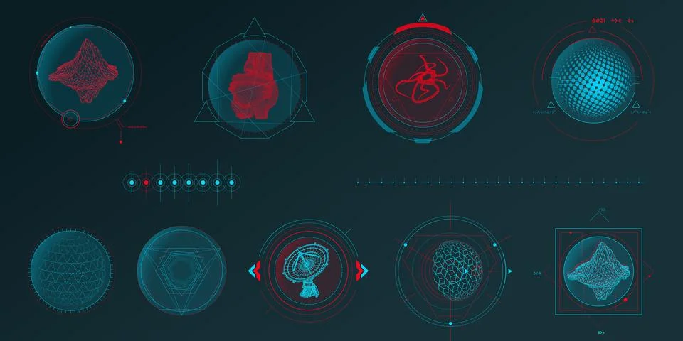 Circular vector infographic elements for sci-fi interface. Illustrazione stock