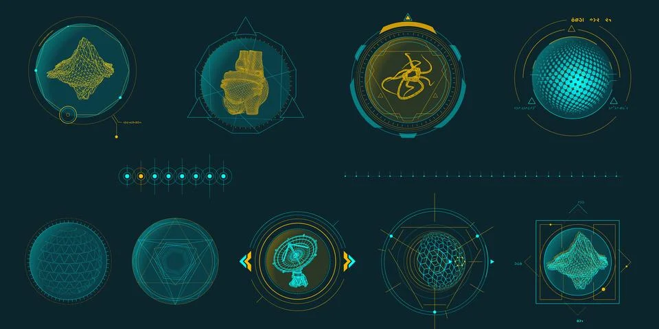 Circular vector infographic elements for sci-fi interface. Stock Illustration