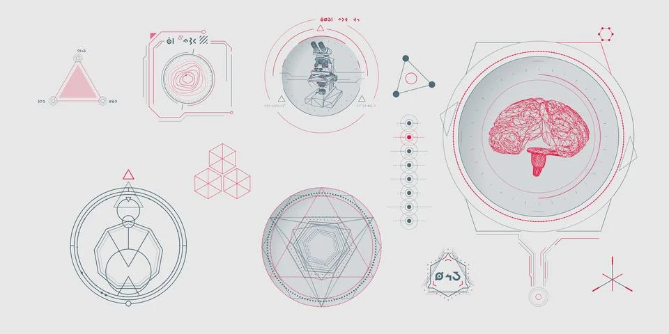 Circular vector infographic elements for sci-fi interface. イラスト素材