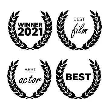 Circular vector winner emblems. Laurel wreaths and ribbon rosettes vector Stock Illustration