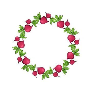 Circular vegetable frame beetroot frame Stock Illustration