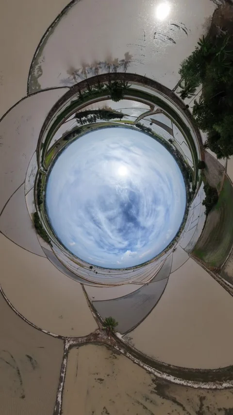 Circular view from above. Sky swirls blue and white. Stock Footage 345408275