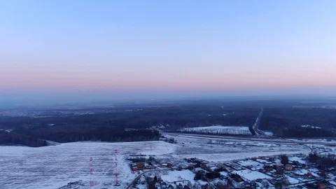 A circular view panorama of the winter landscape from a height of 500 m Video stock 125170464