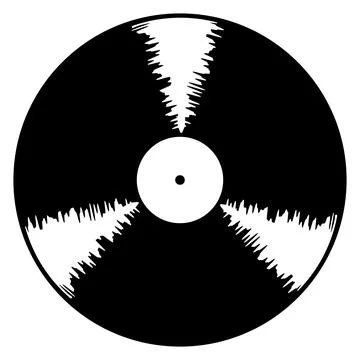 Circular vinyl disc with jagged audio waveform radiation pattern Stock-Illustration