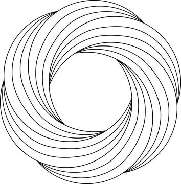 Circular vortex flower pattern swirling finer lines ring template Stock Illustration