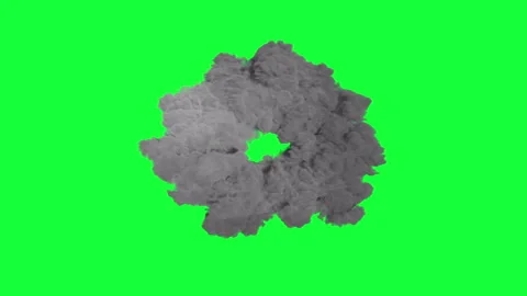 Circular vortex smoke burst on Green Screen Stock Footage 322067232