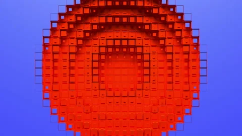 Circular voxel hole intro Stock Footage 156751329