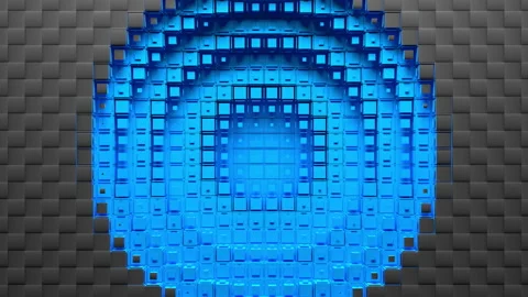 Circular voxel hole intro Stock Footage 156755840