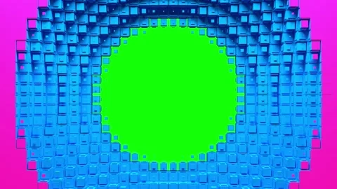 Circular voxel hole intro Stock Footage 170392735