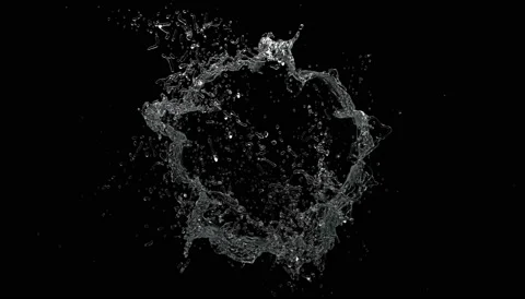 Circular Water Explosion with Splashes isolated 4k with Alpha Channel Stock Footage 142275834