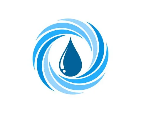 Circular water vortex with water drop inside Stock Illustration