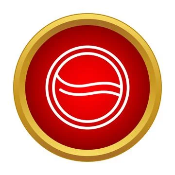 Circular wave icon on red button with golden border Stock Illustration