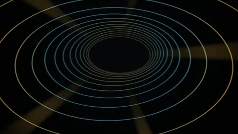 Circular wave patterns on a dark background with soft lines Stock Footage 340284813