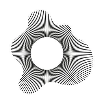Circular wave. Sound circle lines. Sound ring. Radial wavy frame pattern. Radial 库存插图