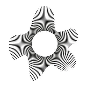 Circular wave. Sound circle lines. Radial frame. Sound ring. Radial rays. Wavy Stock Illustration