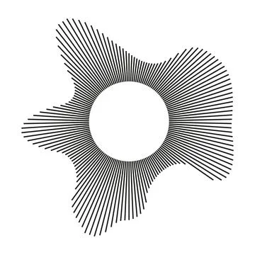 Circular wave, sound ring lines mockup. Radial frame layout. Wavy frame minimal Illustrazione stock