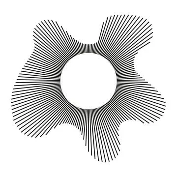 Circular wave. Sound ring lines pattern. Radial frame. Wavy frame. Radial ray. Stock Illustration