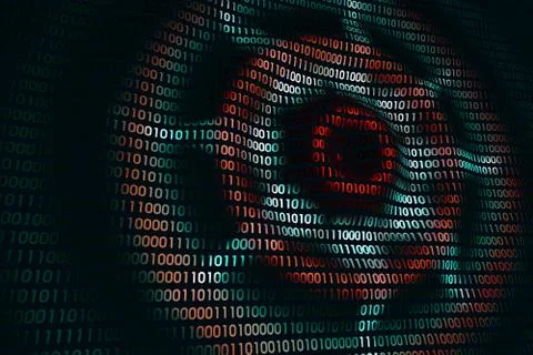 Circular waves on abstract digital wall in cyberspace, technology background Stockillustratie