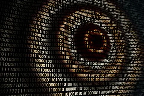 Circular waves on abstract digital wall, binary technology background Stock Illustration