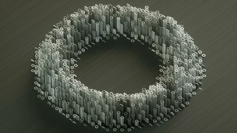 Circular waves formed by white binary digits on a grey background isometric view Stock Footage 118967945