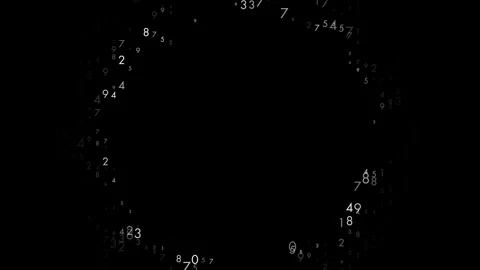 Circular waves formed by white Random Numbers, looping 4k technologic background Stock Footage 262162424
