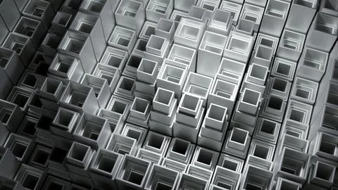 Circular waves of geometric surface. Design. Ripples of square columns in matrix Stock Illustration