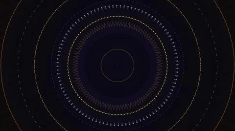 Circular waves motion graphics on black background, seamless loop. Animation 库存插图