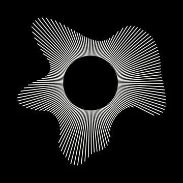Circular waves. Sound circle white lines. Radial frame. Sound ring. Equalizer Stock Illustration