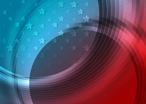 Circular wavy blue red concept USA flag abstract background 库存插图